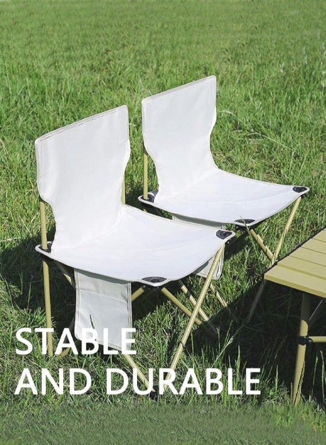 dida-cosmos Outdoor Camping Chair, Collapsible Chair with Side Pocket and Carry Bag, Folding Chair for Camping, Beach, Picnic, Sunbathing Chairs with Storage Bag (Beige) - Image 4
